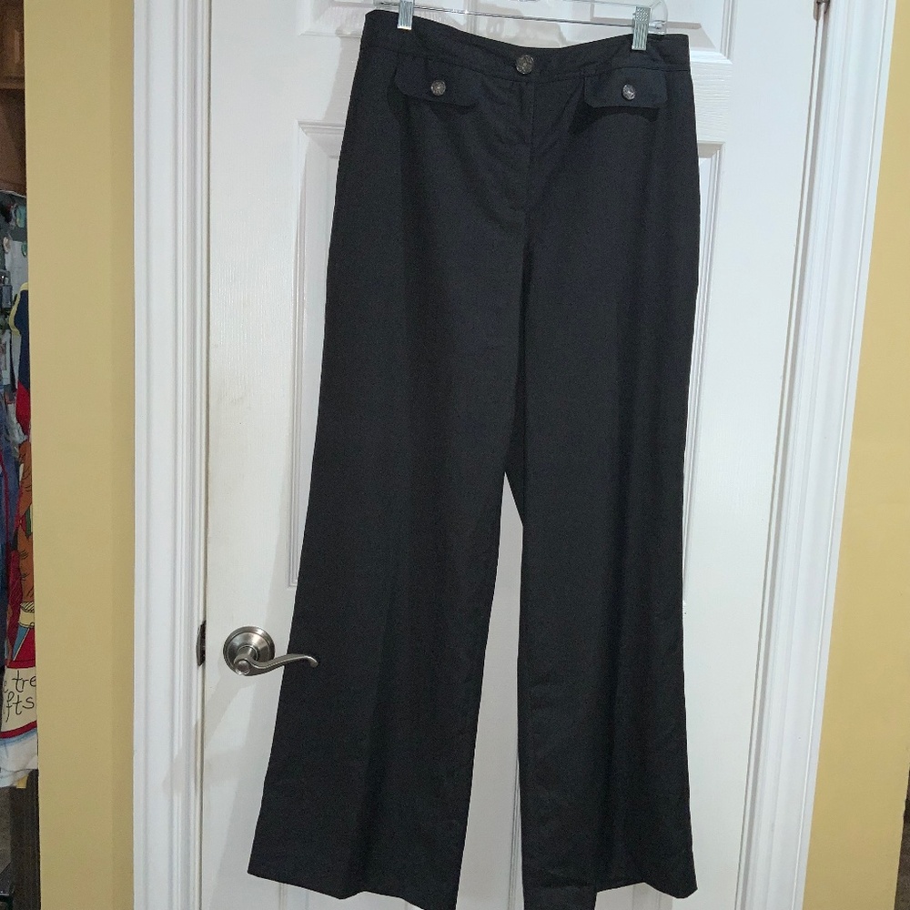 Isabel & Nina wide leg high waist dress pants Sz 14 front button pocket detail